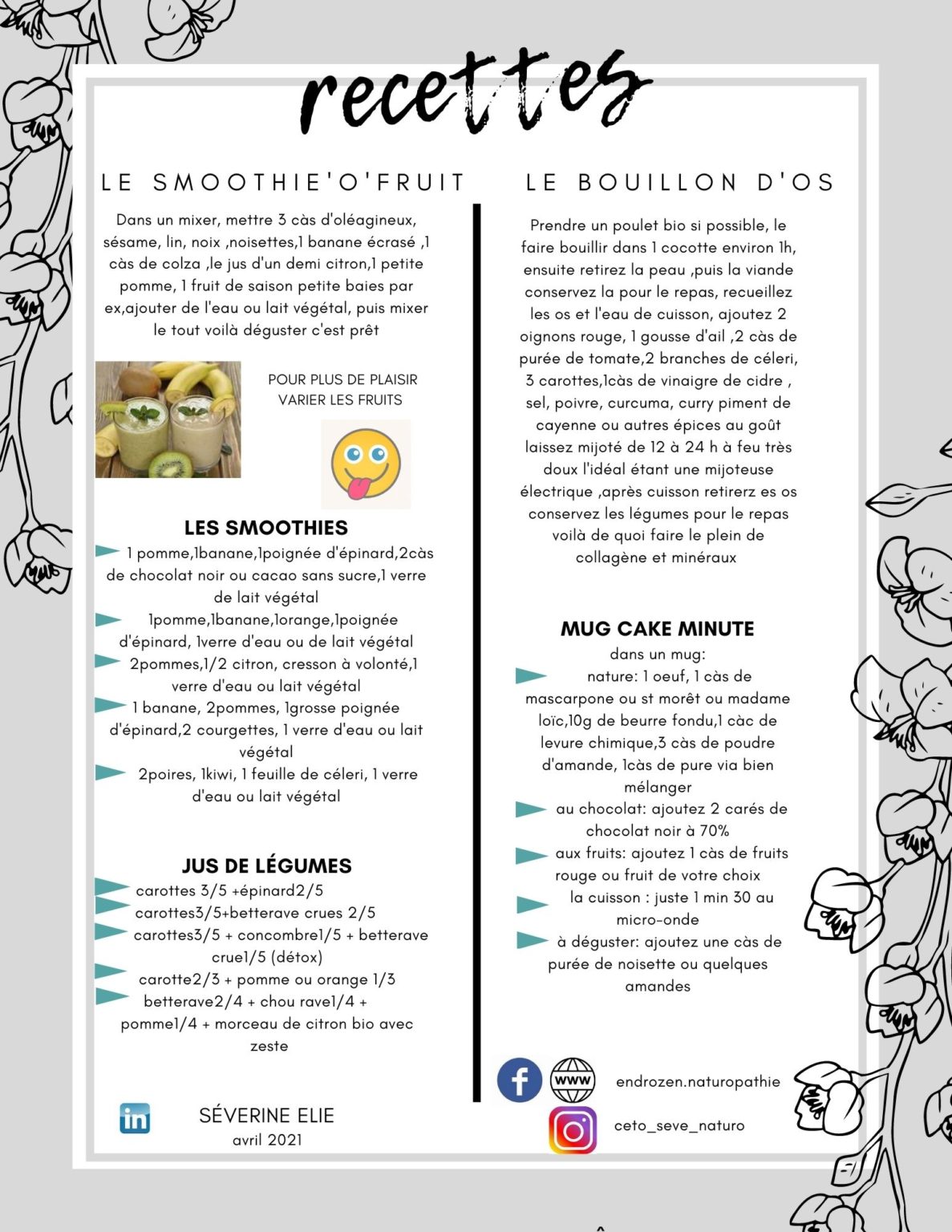recettes smoothies, jus et bouillon d'os endrozen.naturopathie