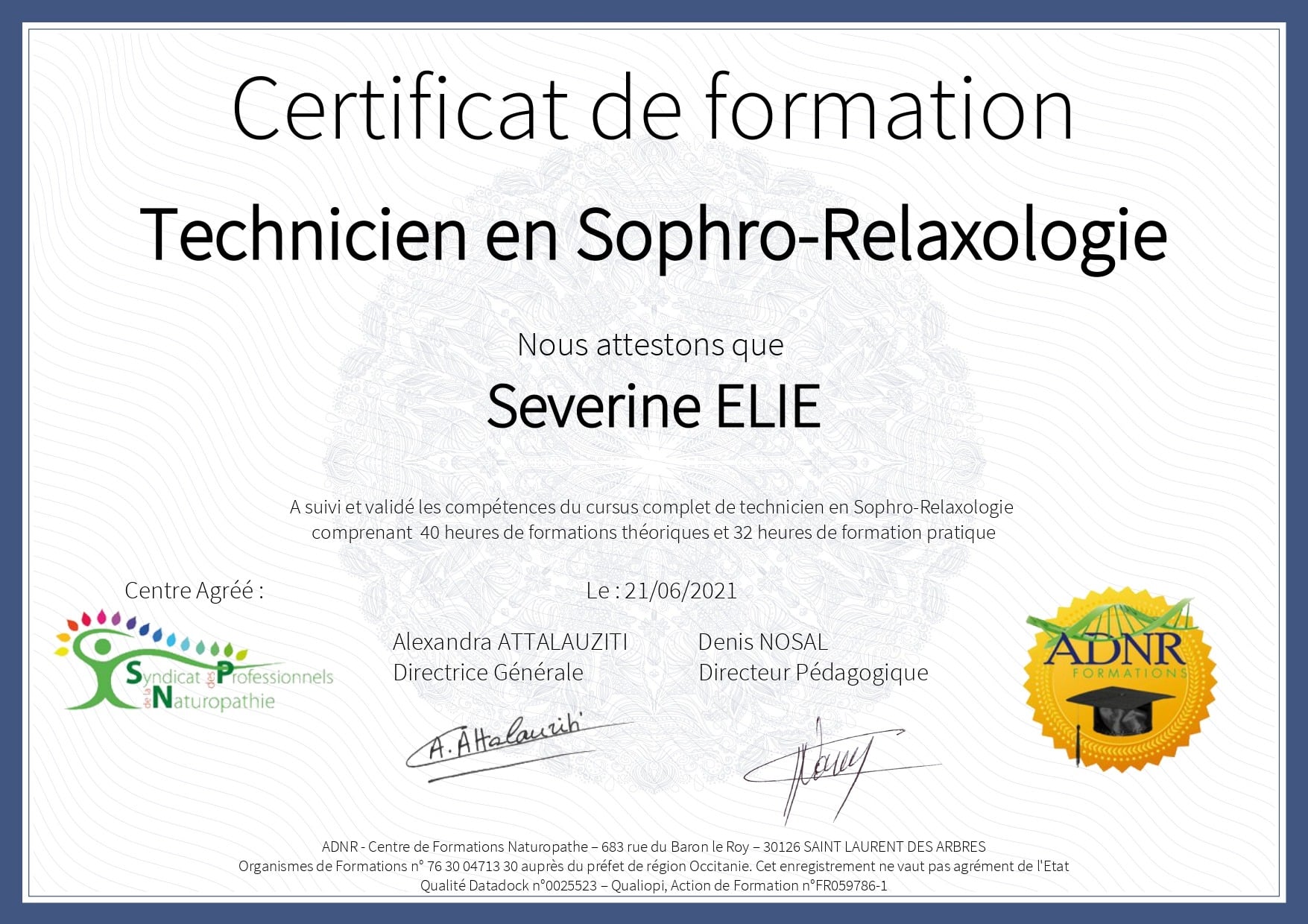 certificat sophro-relaxologie
